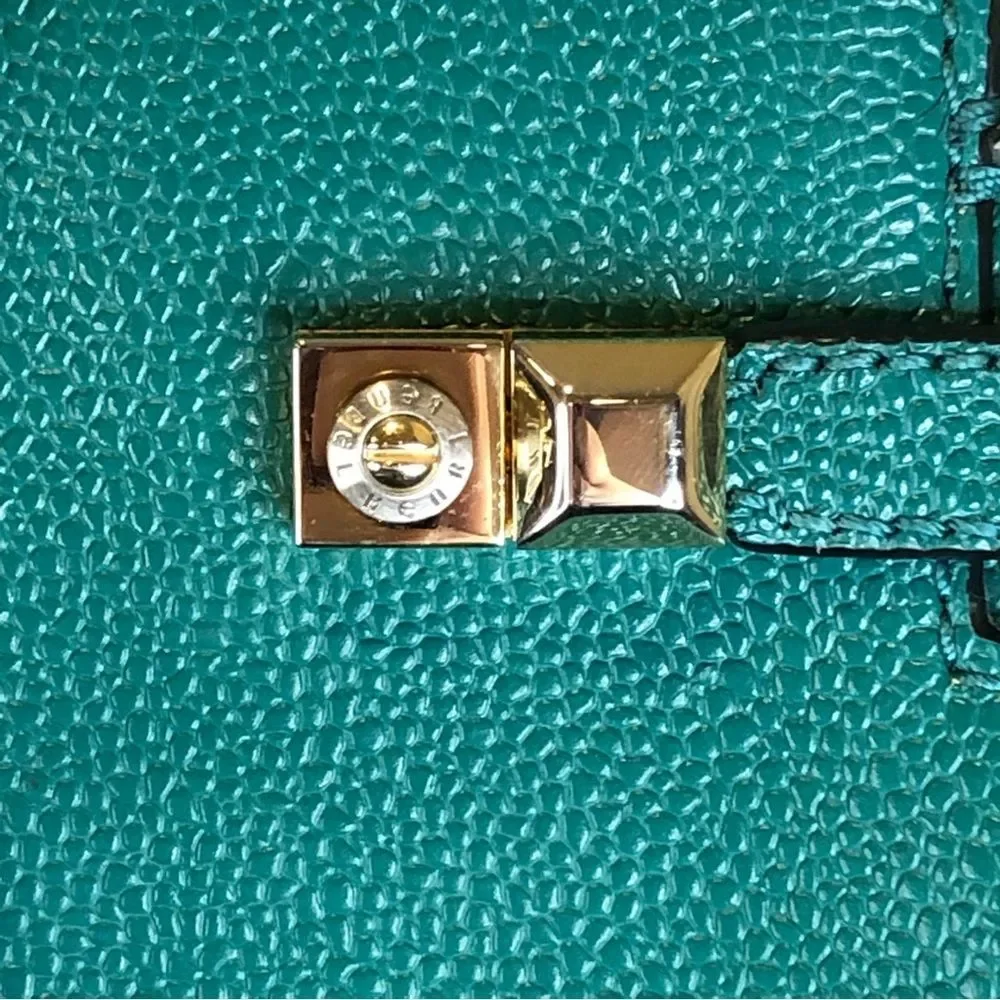 HENRI BENDEL Teal Caviar Carlyle Leather Tote Shoulder Bag Wallet & Strap SET